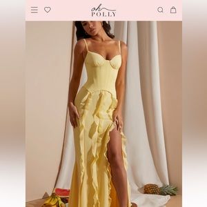 Yellow Corset Frill Maxi Skirt Dress from Oh Polly